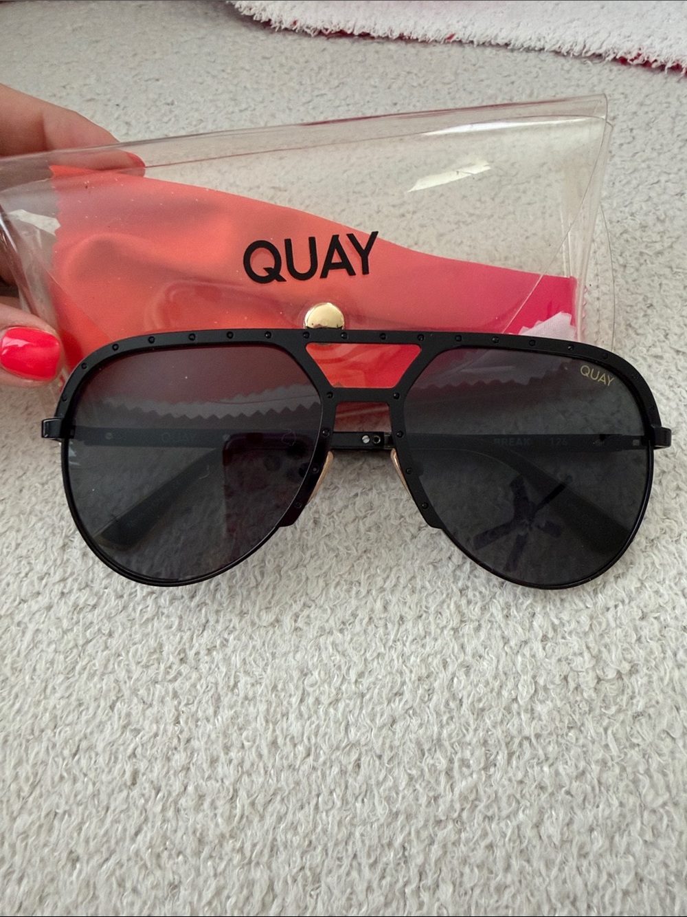Quay Australia Black Aviator Sunglasses with Dark Lenses